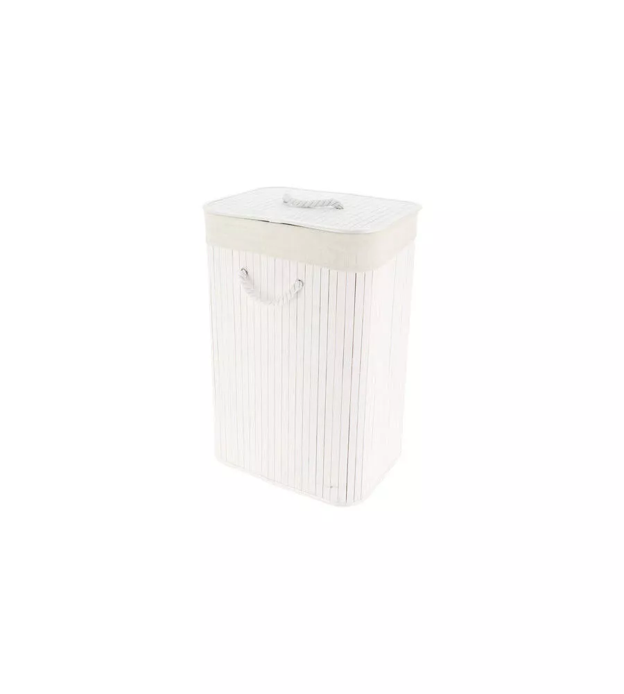 PORTA BIANCHERIA RETTANGOLARE IN BAMBOO - BIANCO.